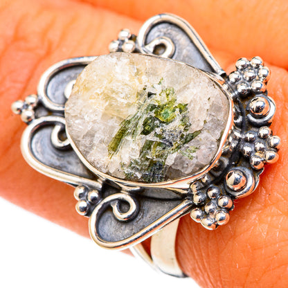 Green Tourmaline In Quartz Rings handcrafted by Ana Silver Co - RING105488