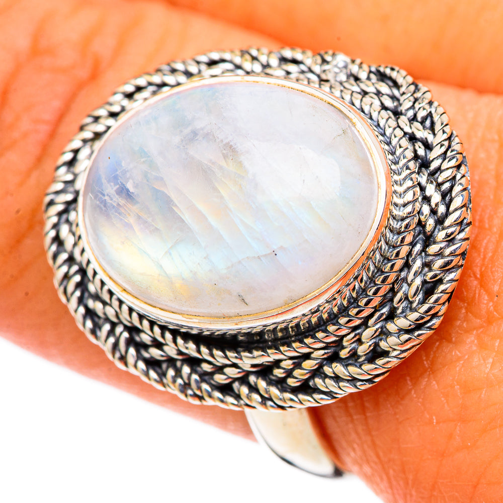 Rainbow Moonstone Rings handcrafted by Ana Silver Co - RING105506