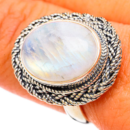 Rainbow Moonstone Rings handcrafted by Ana Silver Co - RING105506