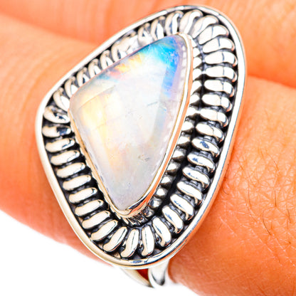 Rainbow Moonstone Rings handcrafted by Ana Silver Co - RING105508