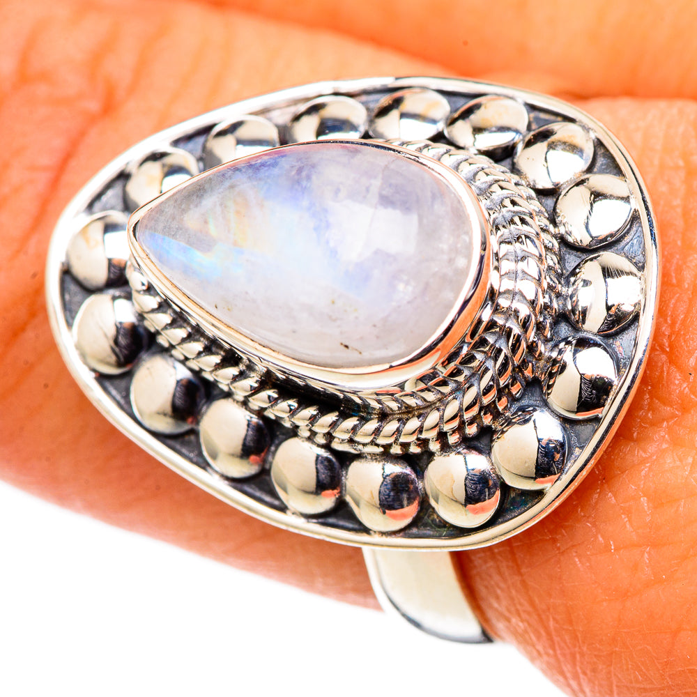 Rainbow Moonstone Rings handcrafted by Ana Silver Co - RING105509