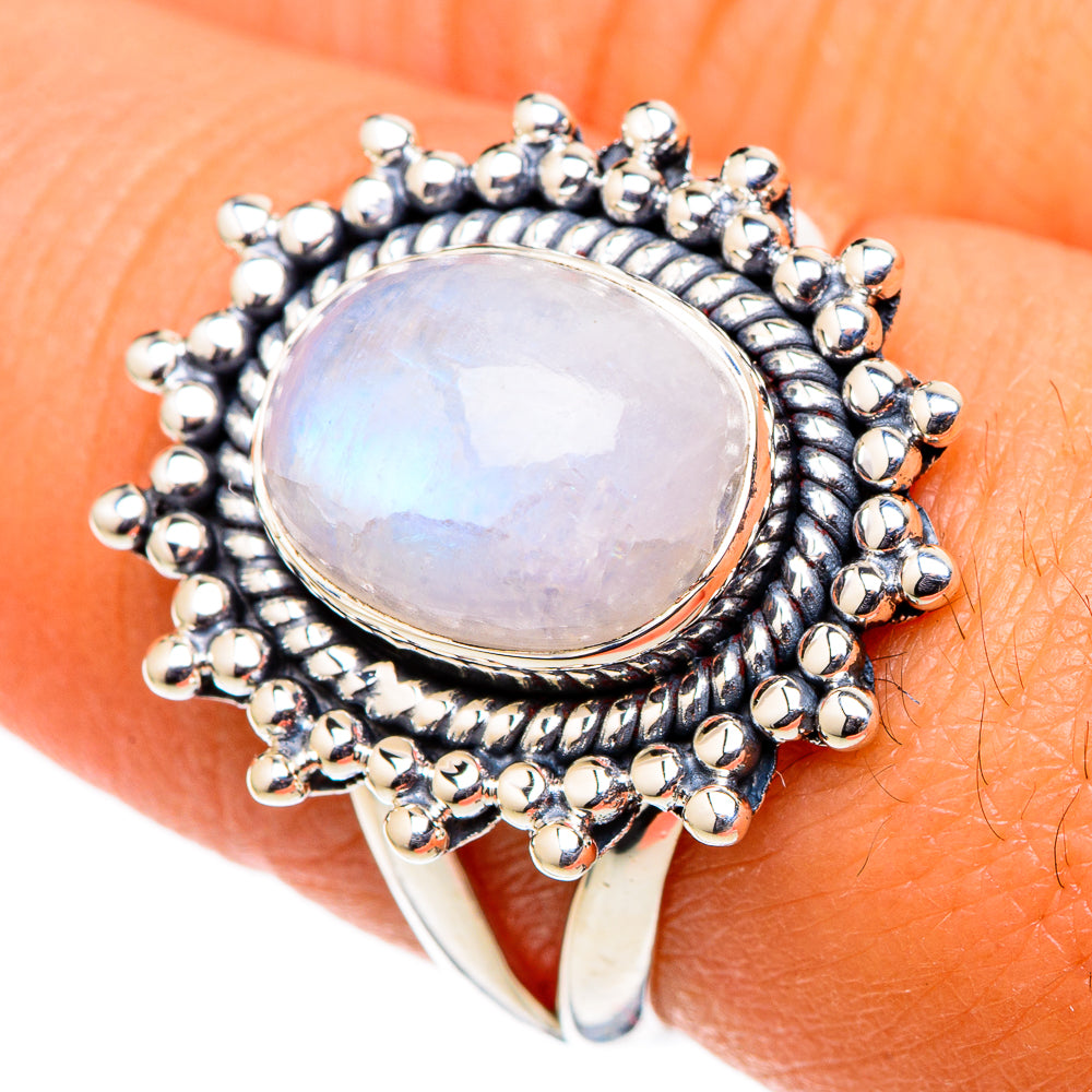 Rainbow Moonstone Rings handcrafted by Ana Silver Co - RING105511