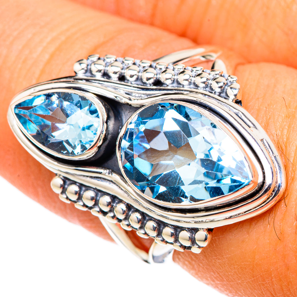 Blue Topaz Rings handcrafted by Ana Silver Co - RING105522