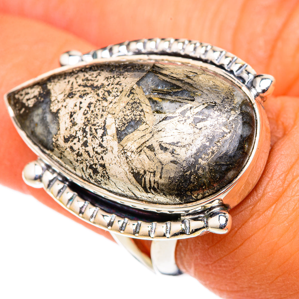 Pyrite Agate Rings handcrafted by Ana Silver Co - RING105553