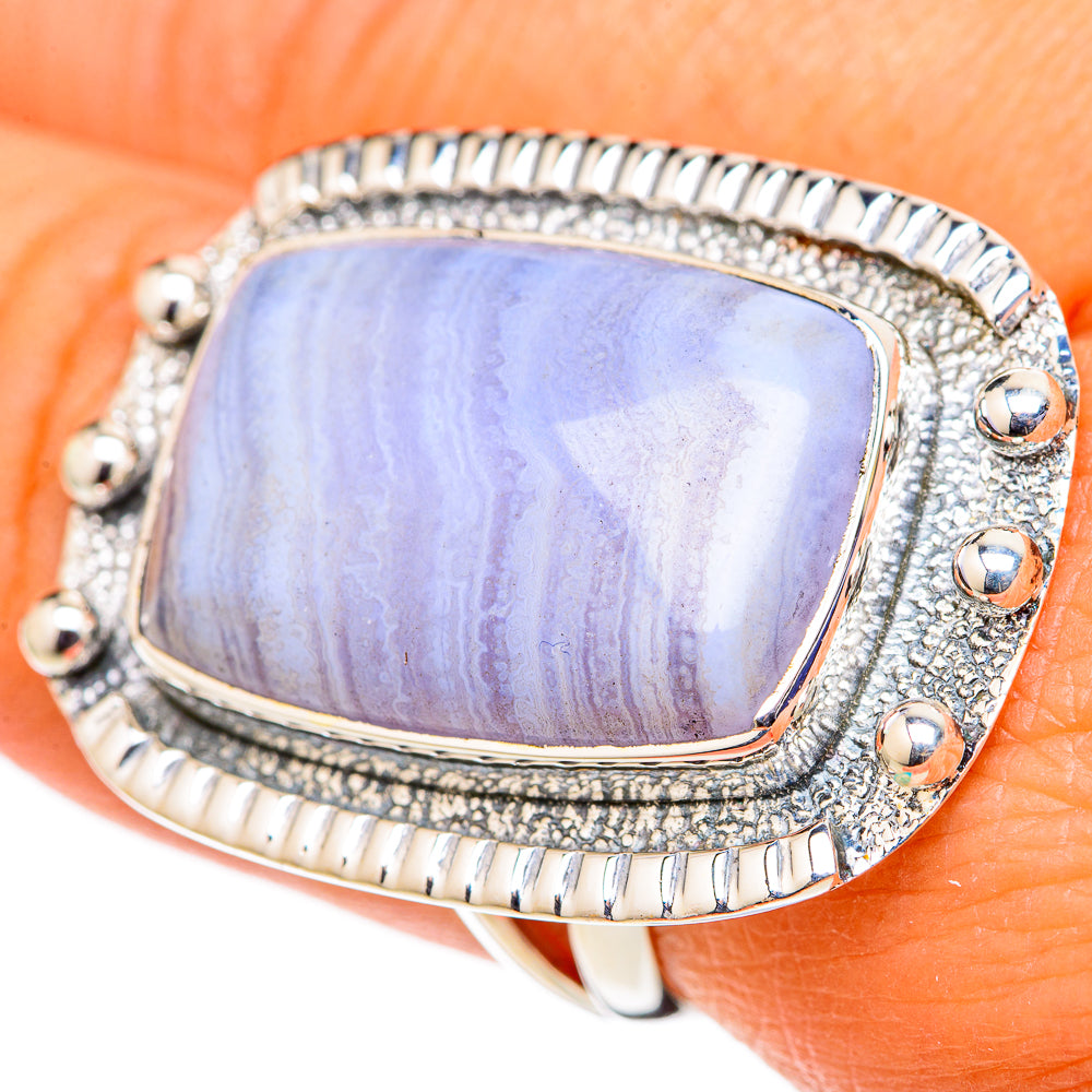 Blue Lace Agate Rings handcrafted by Ana Silver Co - RING105560