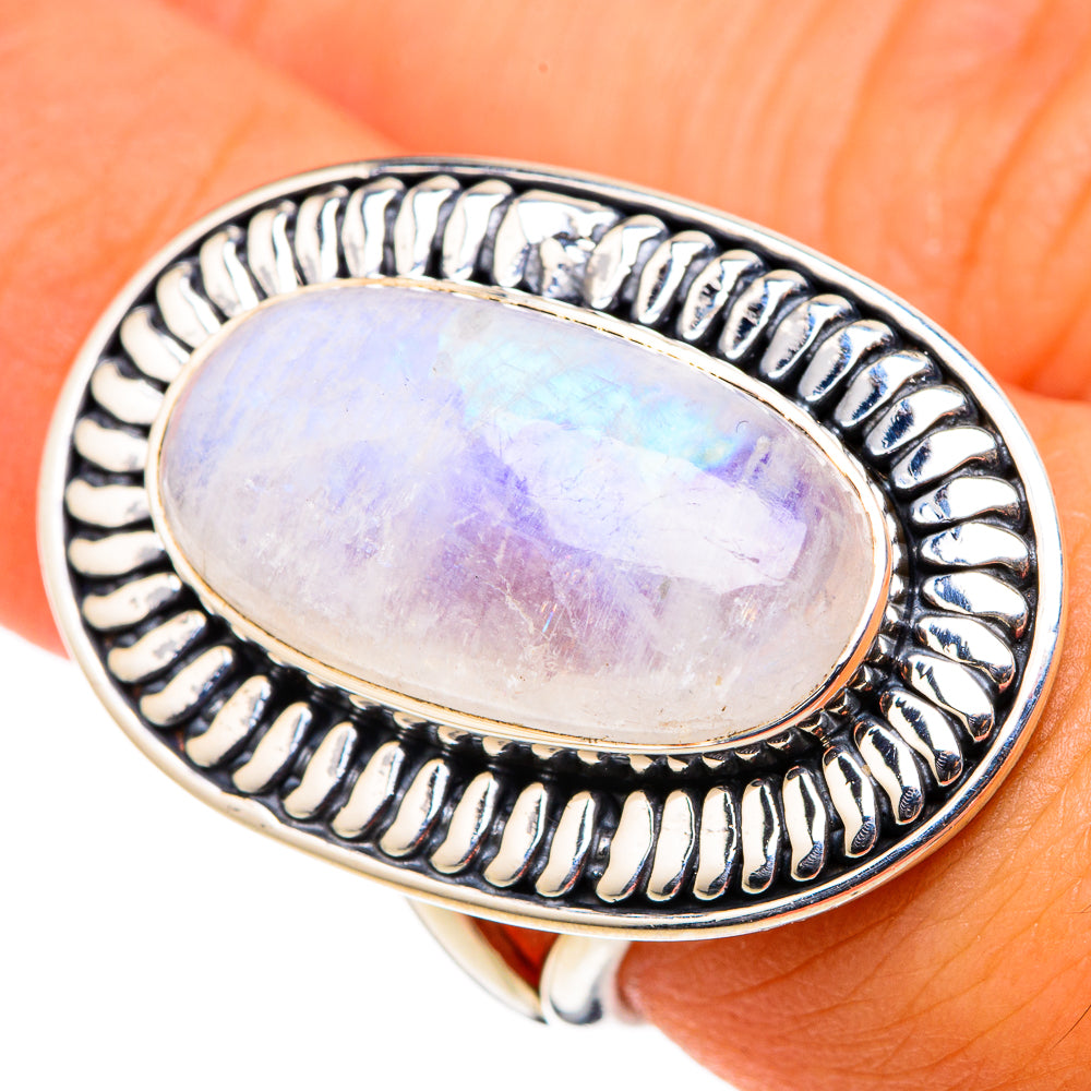 Rainbow Moonstone Rings handcrafted by Ana Silver Co - RING105562