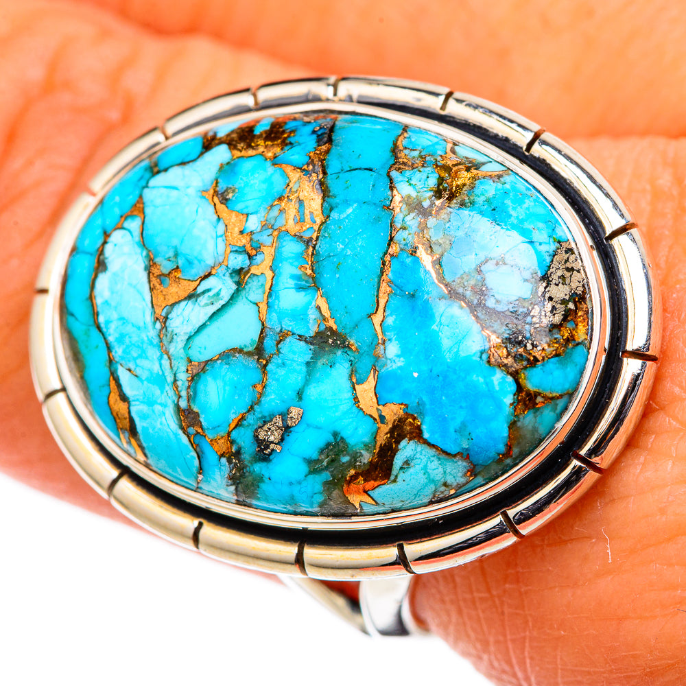 Blue Copper Composite Turquoise Rings handcrafted by Ana Silver Co - RING105572