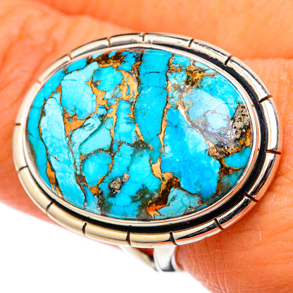 Blue Copper Composite Turquoise Rings handcrafted by Ana Silver Co - RING105572