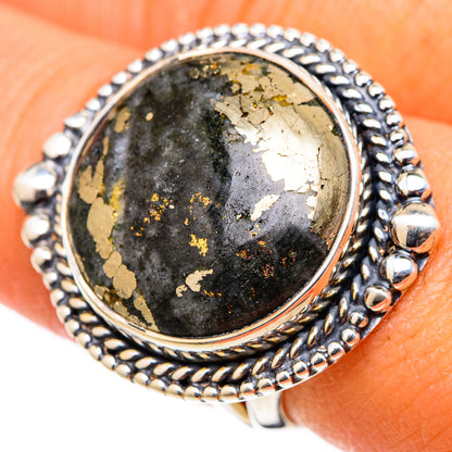 Pyrite Agate Rings handcrafted by Ana Silver Co - RING105602