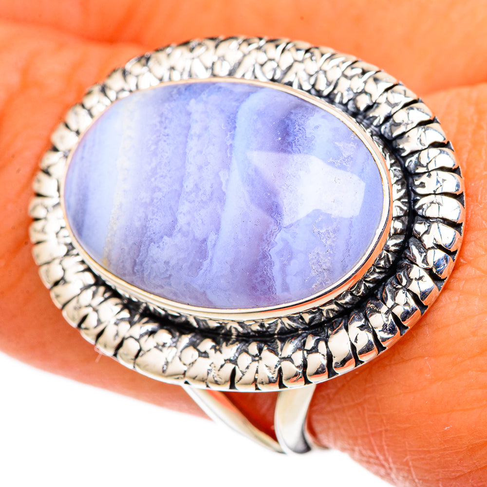 Blue Lace Agate Rings handcrafted by Ana Silver Co - RING105607