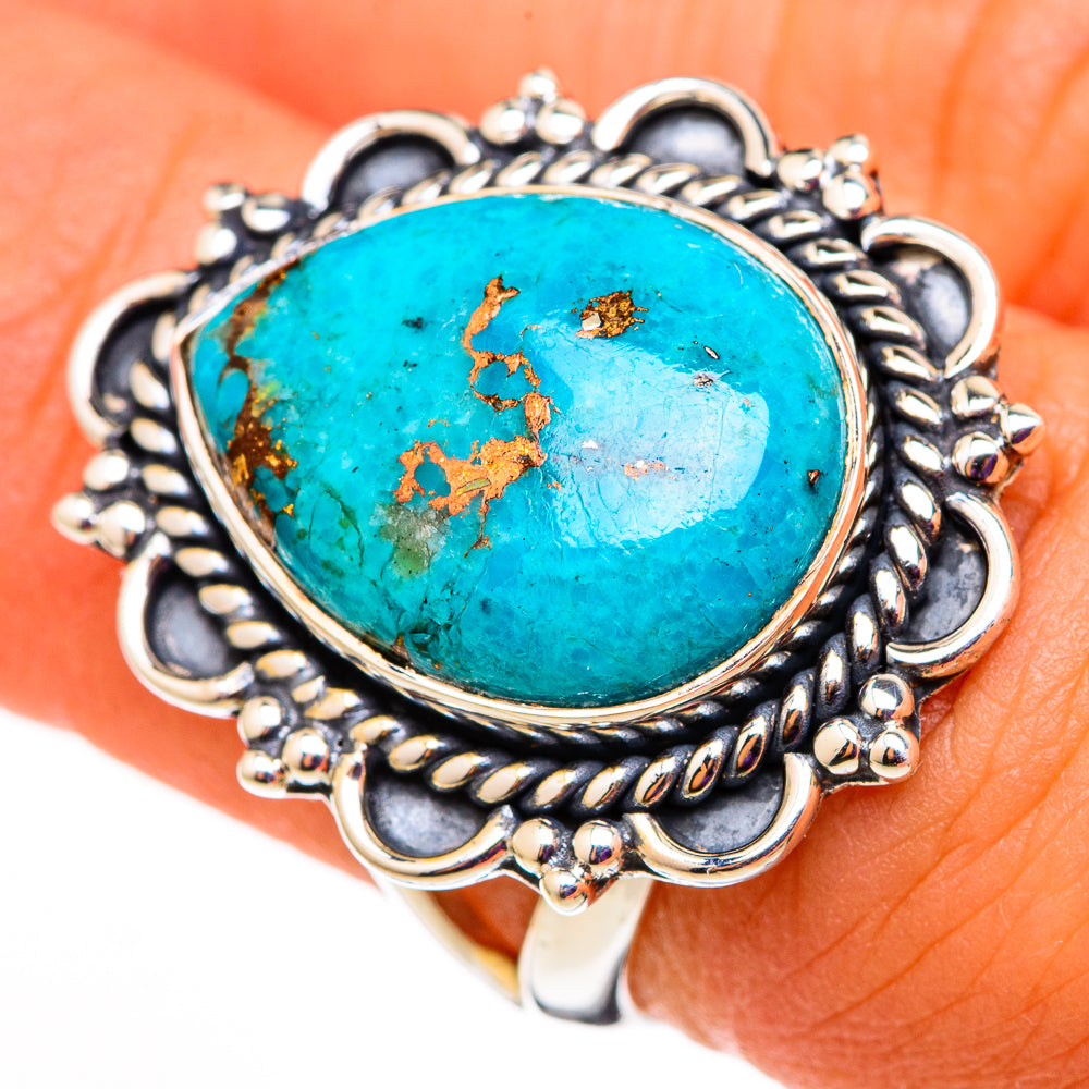 Blue Copper Turquoise Rings handcrafted by Ana Silver Co - RING105619
