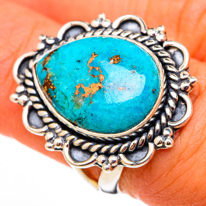 Blue Copper Turquoise Rings handcrafted by Ana Silver Co - RING105619