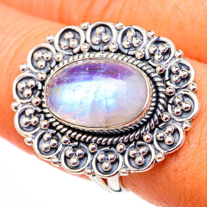 Rainbow Moonstone Rings handcrafted by Ana Silver Co - RING105645