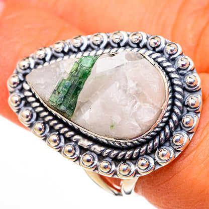 Green Tourmaline In Quartz Rings handcrafted by Ana Silver Co - RING105680