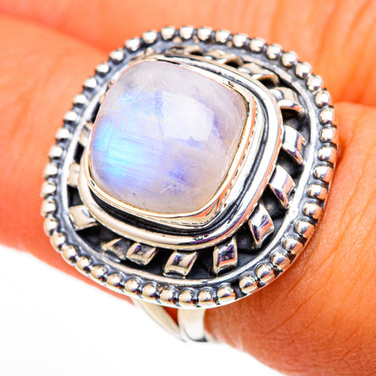 Rainbow Moonstone Rings handcrafted by Ana Silver Co - RING105681