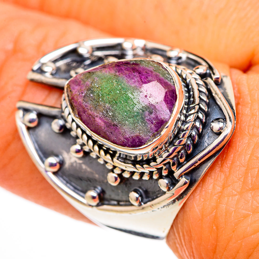 Ruby Zoisite Rings handcrafted by Ana Silver Co - RING105682