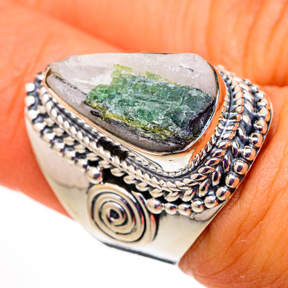 Green Tourmaline In Quartz Rings handcrafted by Ana Silver Co - RING105693