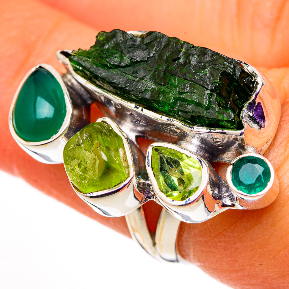 Chrome Diopside, Green Onyx, Peridot Rings handcrafted by Ana Silver Co - RING105697