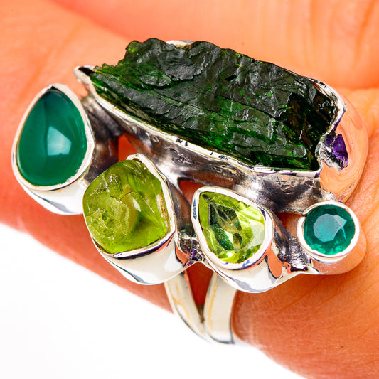 Chrome Diopside, Green Onyx, Peridot Rings handcrafted by Ana Silver Co - RING105697