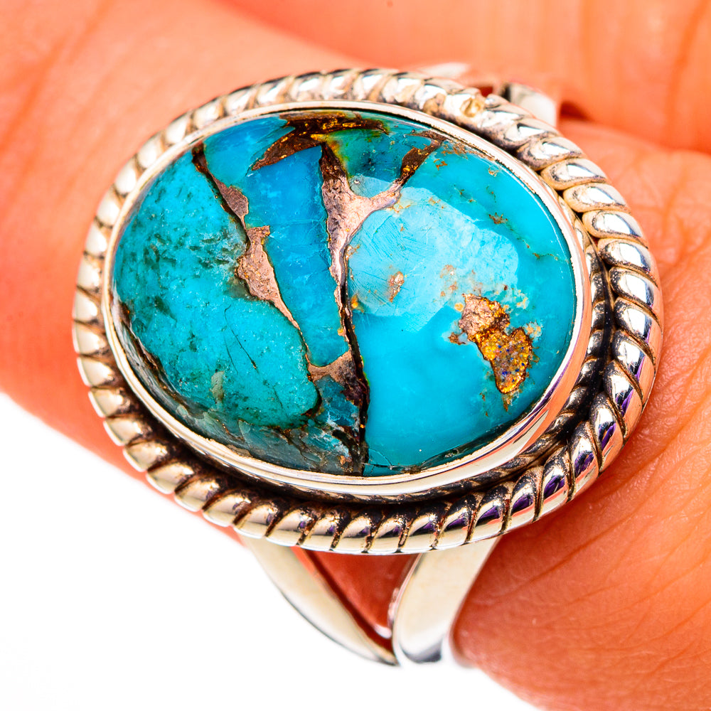 Blue Copper Composite Turquoise Rings handcrafted by Ana Silver Co - RING105717