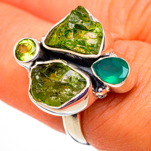 Chrome Diopside, Green Onyx, Peridot Rings handcrafted by Ana Silver Co - RING105727