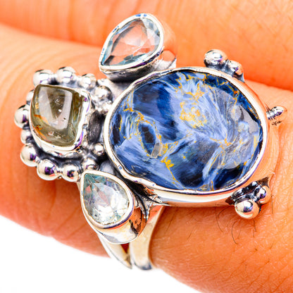 Pietersite, Blue Topaz Rings handcrafted by Ana Silver Co - RING105739