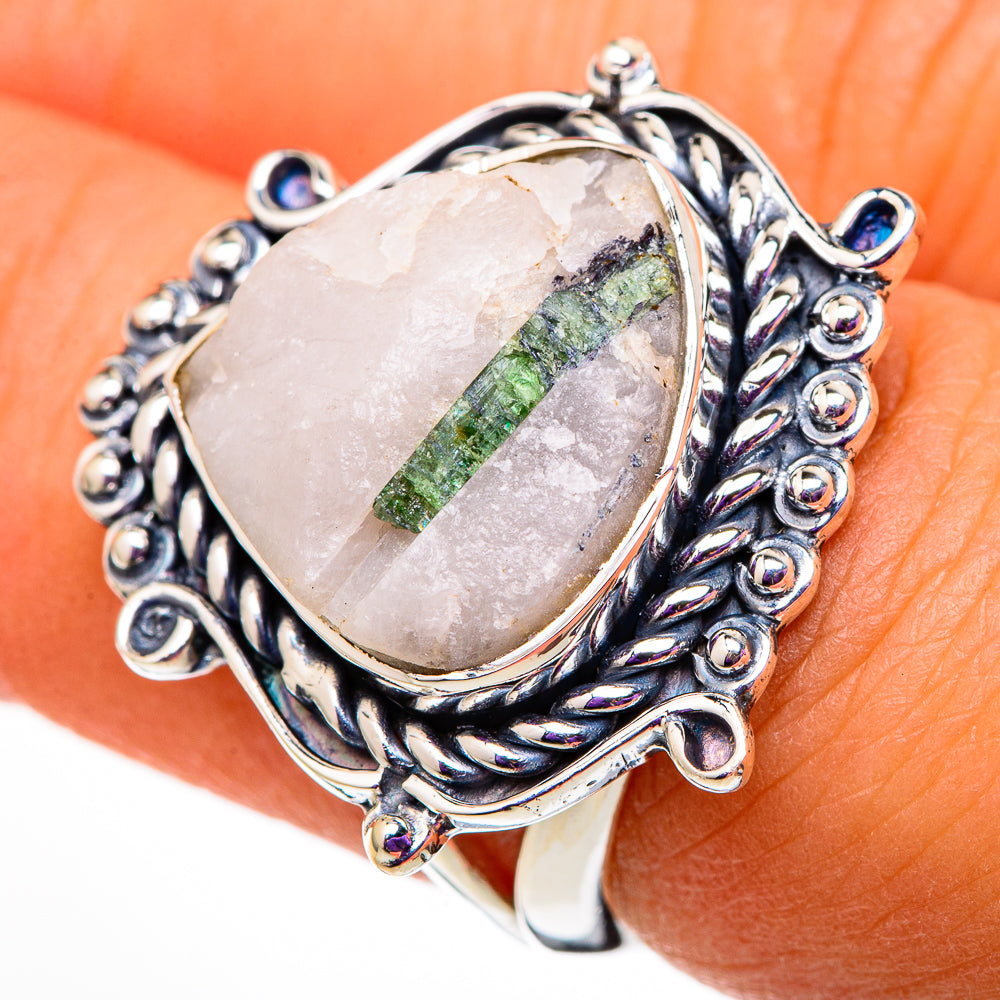 Green Tourmaline In Quartz Rings handcrafted by Ana Silver Co - RING105742