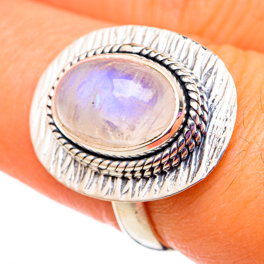 Rainbow Moonstone Rings handcrafted by Ana Silver Co - RING105743