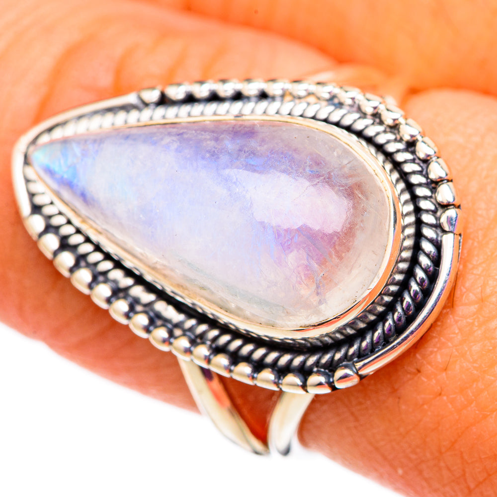 Rainbow Moonstone Rings handcrafted by Ana Silver Co - RING105770