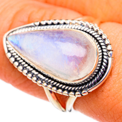 Rainbow Moonstone Rings handcrafted by Ana Silver Co - RING105770
