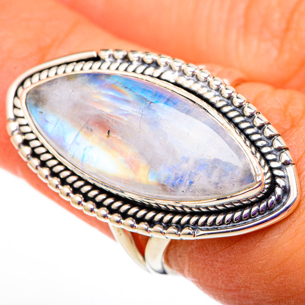 Rainbow Moonstone Rings handcrafted by Ana Silver Co - RING105772