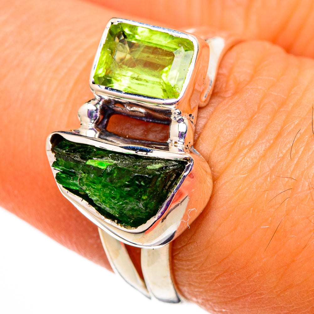 Chrome Diopside, Peridot Rings handcrafted by Ana Silver Co - RING105779