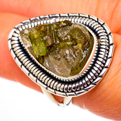Green Tourmaline In Quartz Rings handcrafted by Ana Silver Co - RING105781
