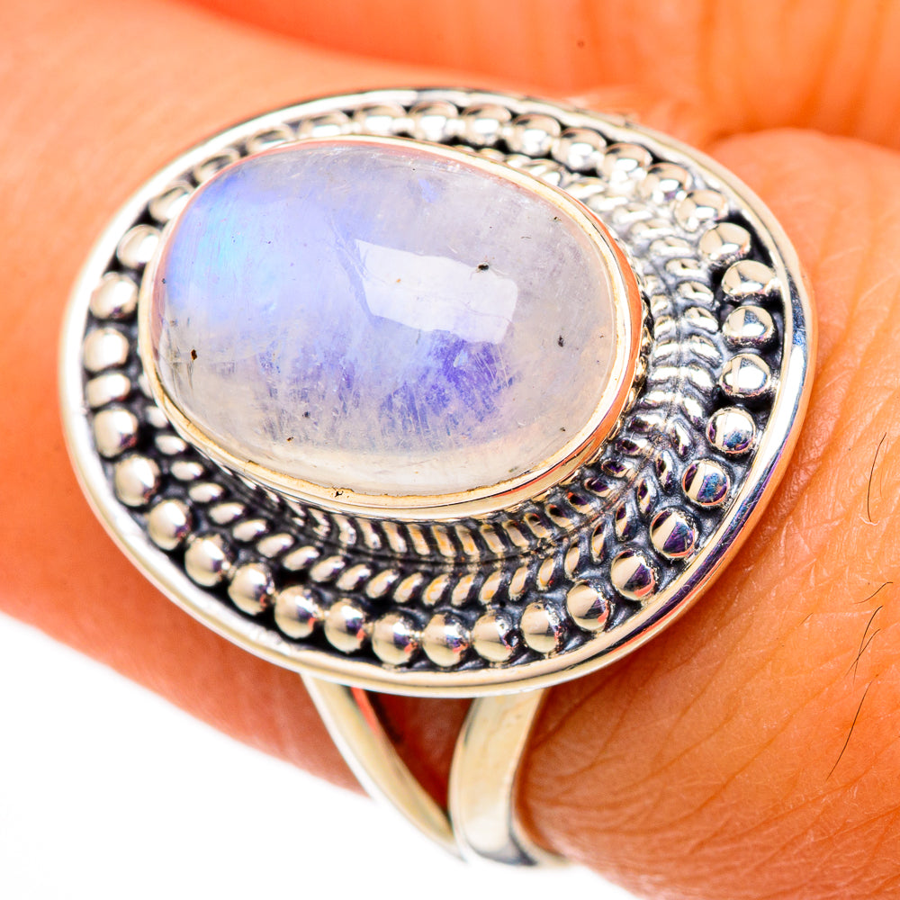 Rainbow Moonstone Rings handcrafted by Ana Silver Co - RING105798