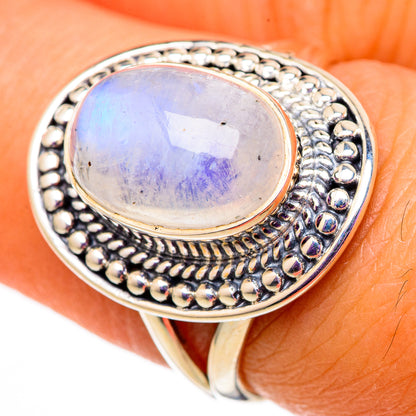 Rainbow Moonstone Rings handcrafted by Ana Silver Co - RING105798
