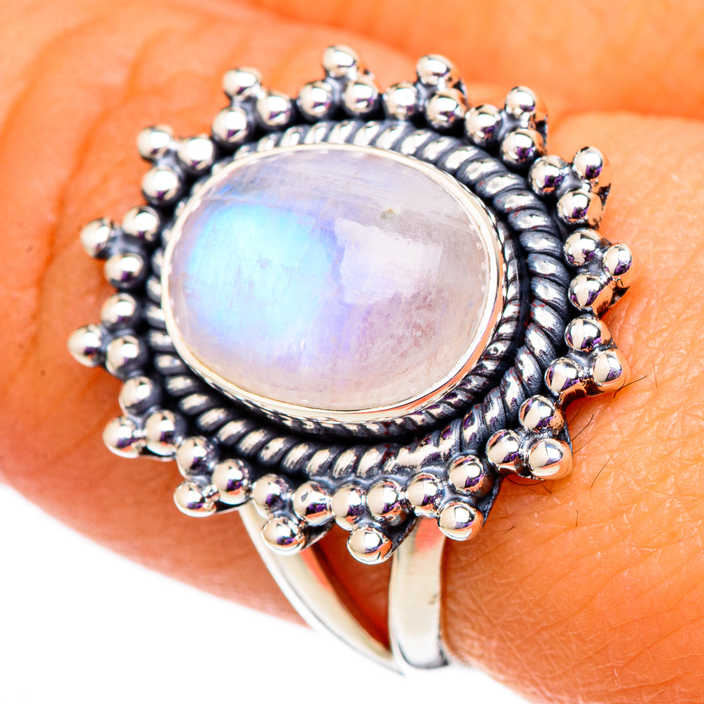 Rainbow Moonstone Rings handcrafted by Ana Silver Co - RING105800