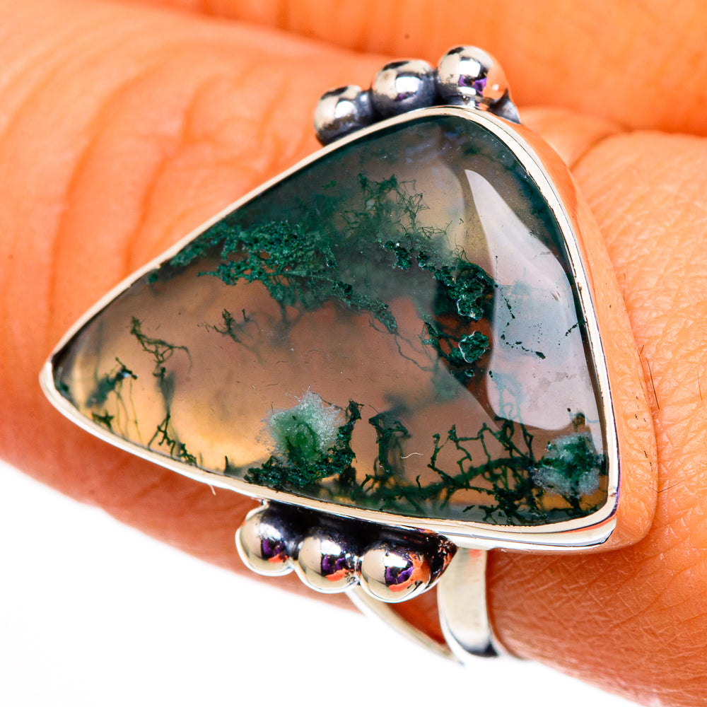 Green Moss Agate Rings handcrafted by Ana Silver Co - RING105810