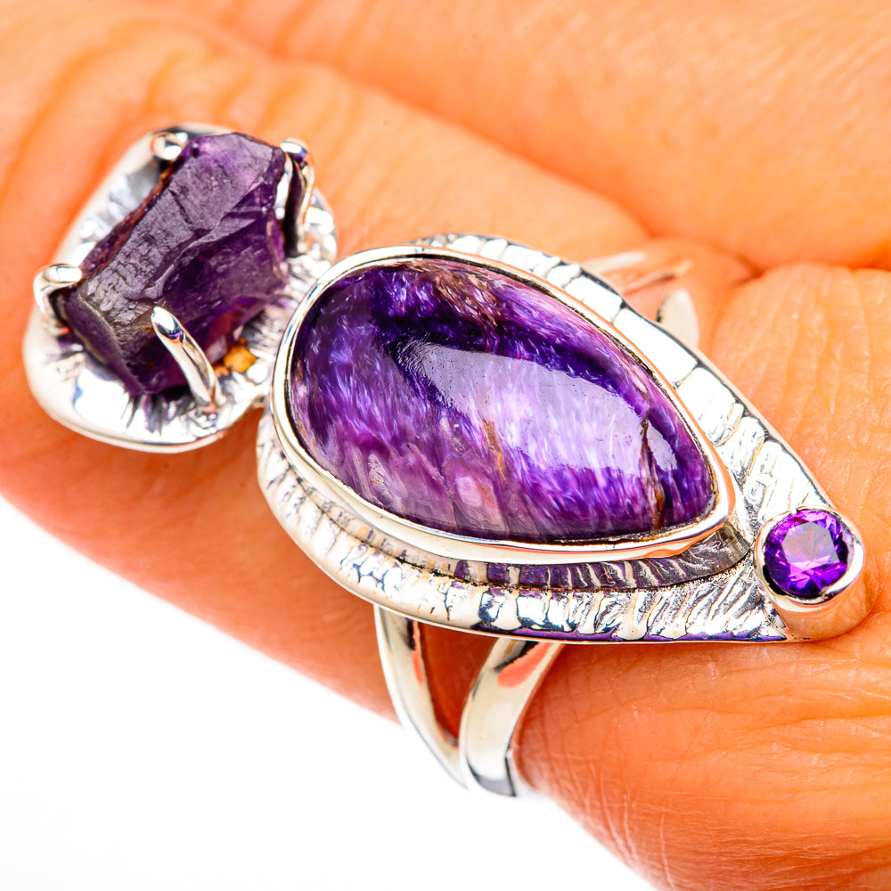 Charoite, Amethyst Rings handcrafted by Ana Silver Co - RING105828