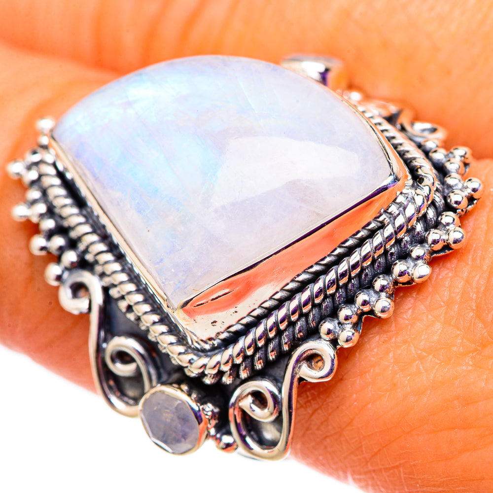 Rainbow Moonstone Rings handcrafted by Ana Silver Co - RING105840