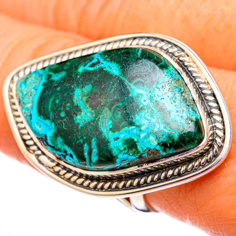 Chrysocolla In Malachite Rings handcrafted by Ana Silver Co - RING105843