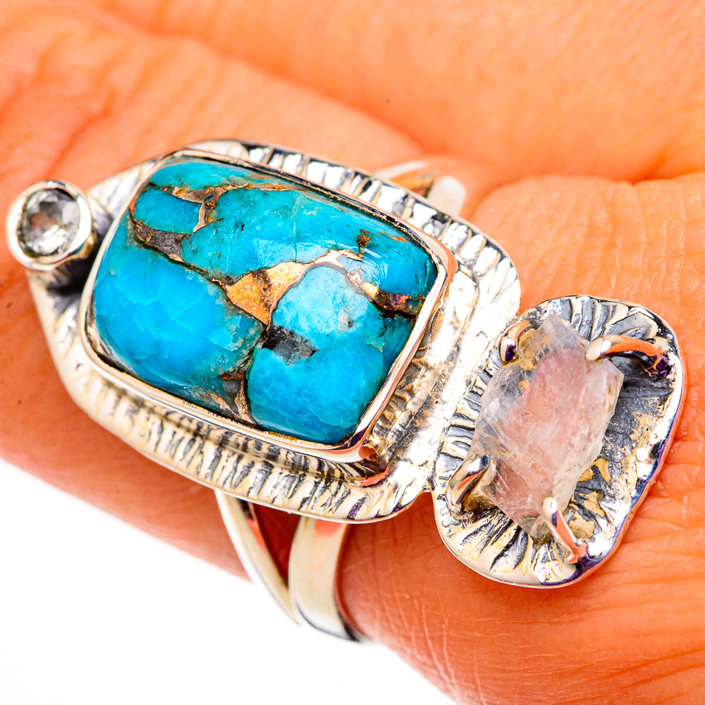 Blue Copper Composite Turquoise, Aquamarine Rings handcrafted by Ana Silver Co - RING105848