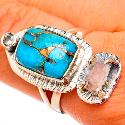 Blue Copper Composite Turquoise, Aquamarine Rings handcrafted by Ana Silver Co - RING105848