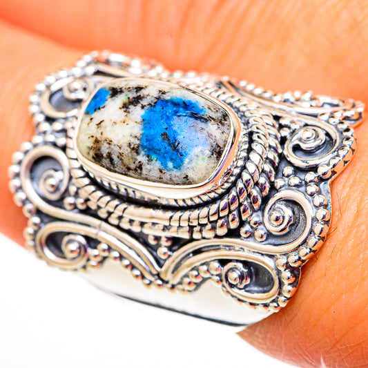 K2 Blue Azurite Rings handcrafted by Ana Silver Co - RING105849
