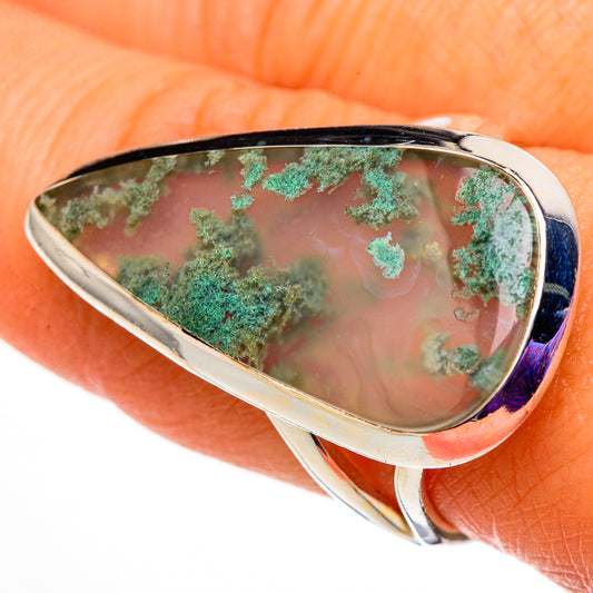 Green Moss Agate Rings handcrafted by Ana Silver Co - RING105863