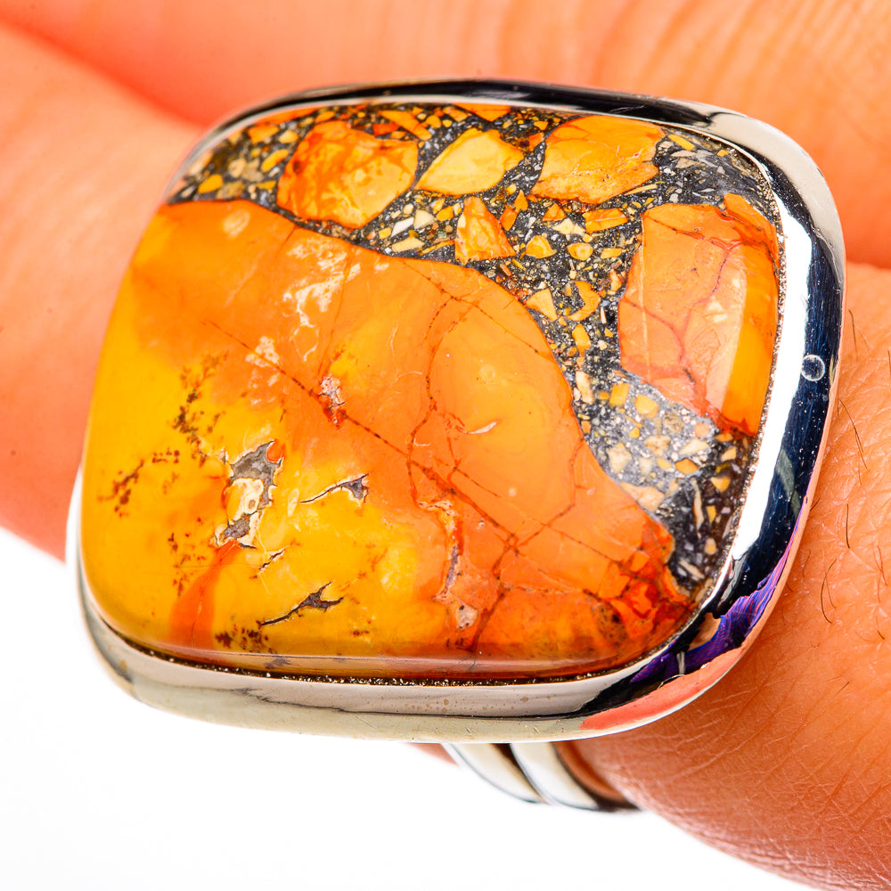 Orange Copper Composite Turquoise Rings handcrafted by Ana Silver Co - RING105866