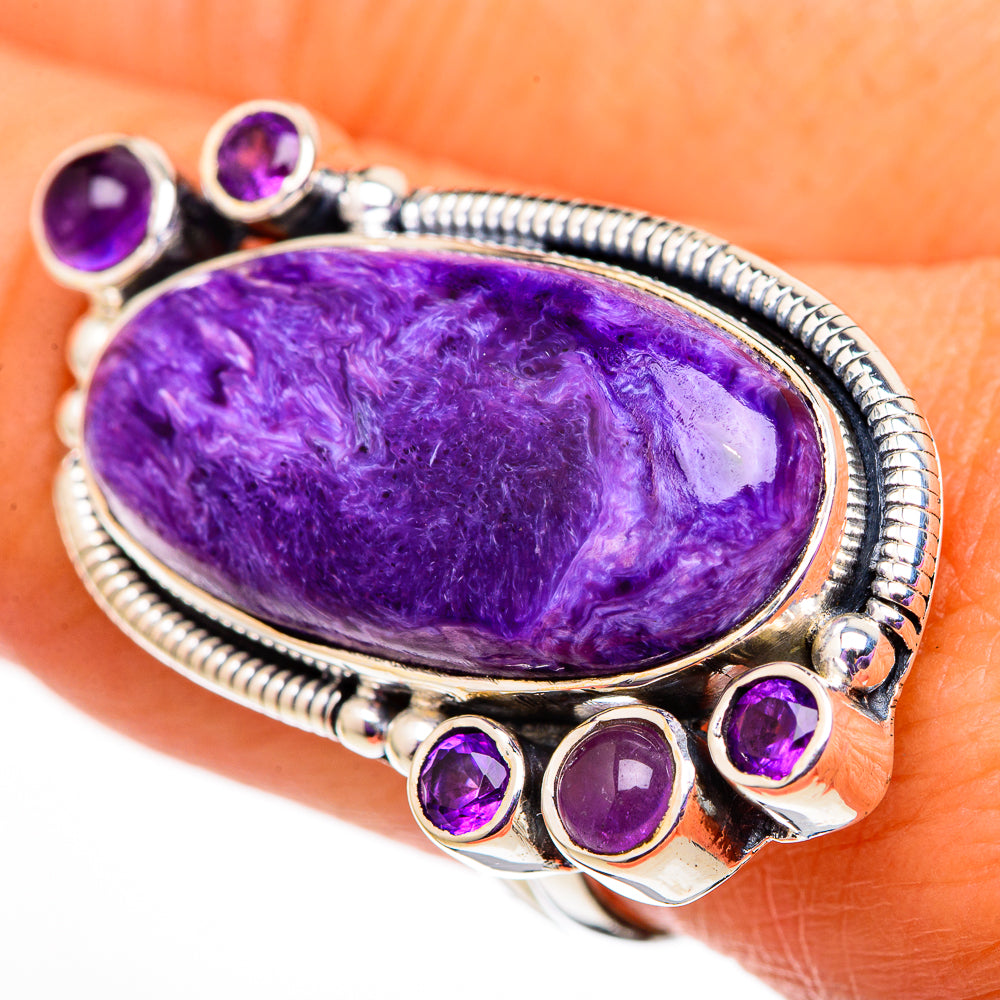Charoite, Amethyst Rings handcrafted by Ana Silver Co - RING105876