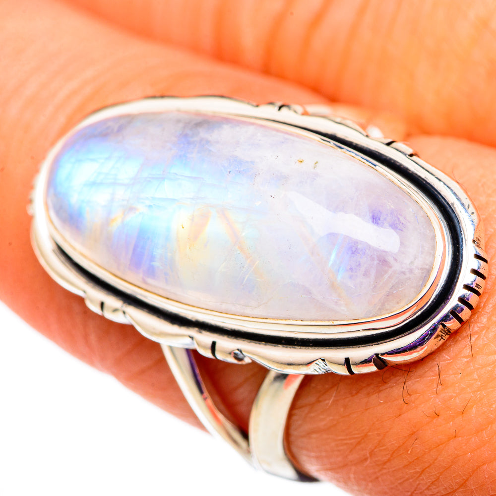 Rainbow Moonstone Rings handcrafted by Ana Silver Co - RING105883