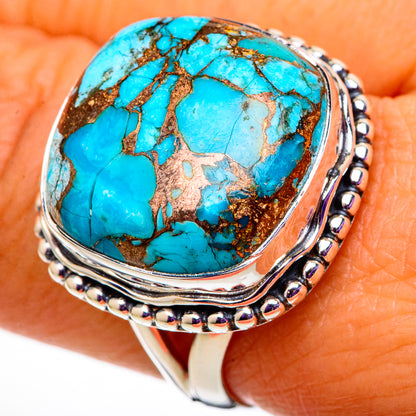 Blue Copper Composite Turquoise Rings handcrafted by Ana Silver Co - RING105896