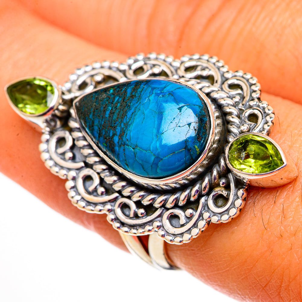 Chrysocolla, Peridot Rings handcrafted by Ana Silver Co - RING105898