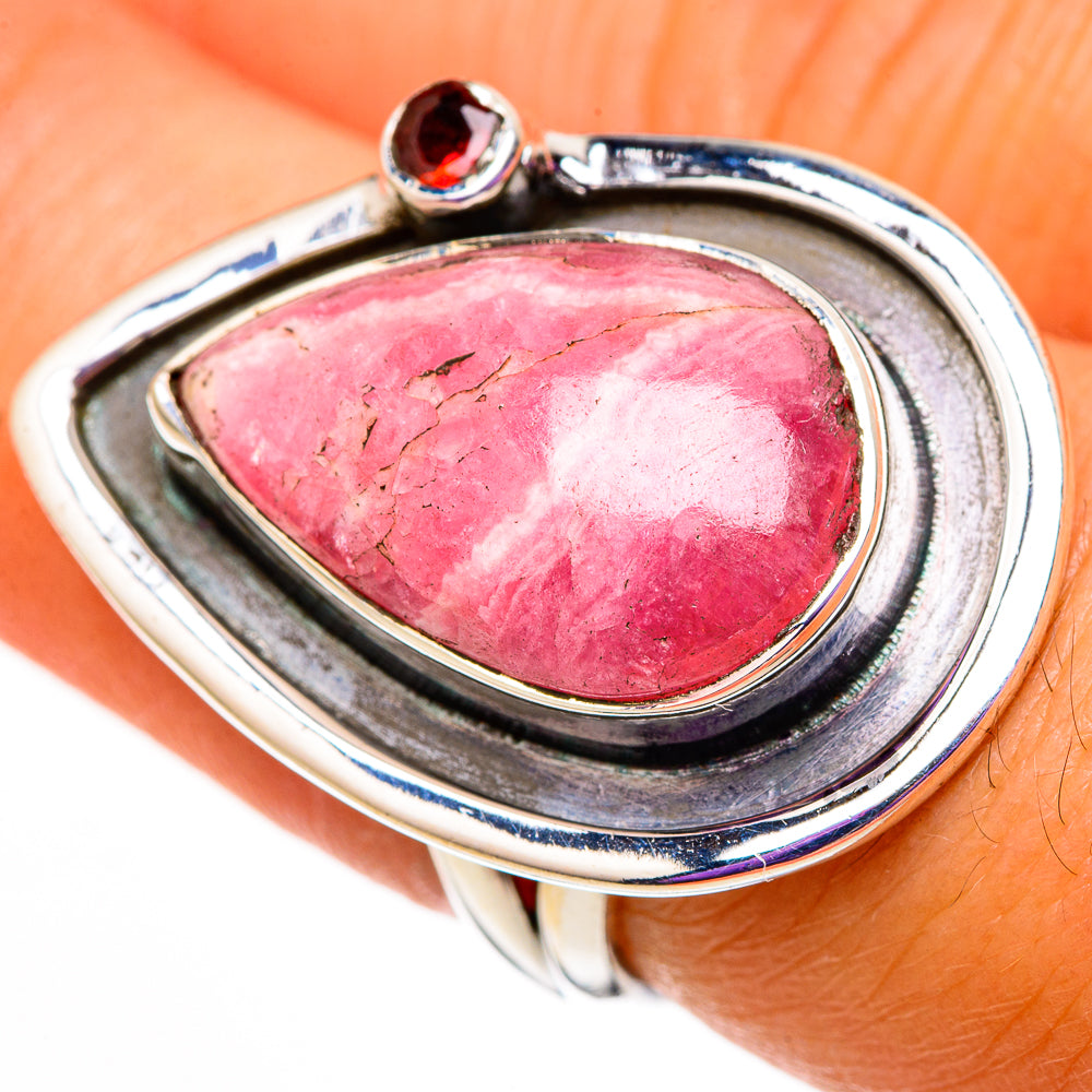 Rhodochrosite, Garnet Rings handcrafted by Ana Silver Co - RING105910